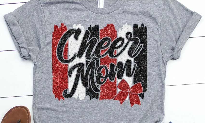 Cheer Mom Paint Strokes w/ Glitter Effect (Adult)