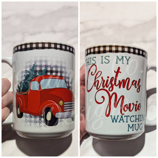 Christmas Movie watching Mug, Red Truck