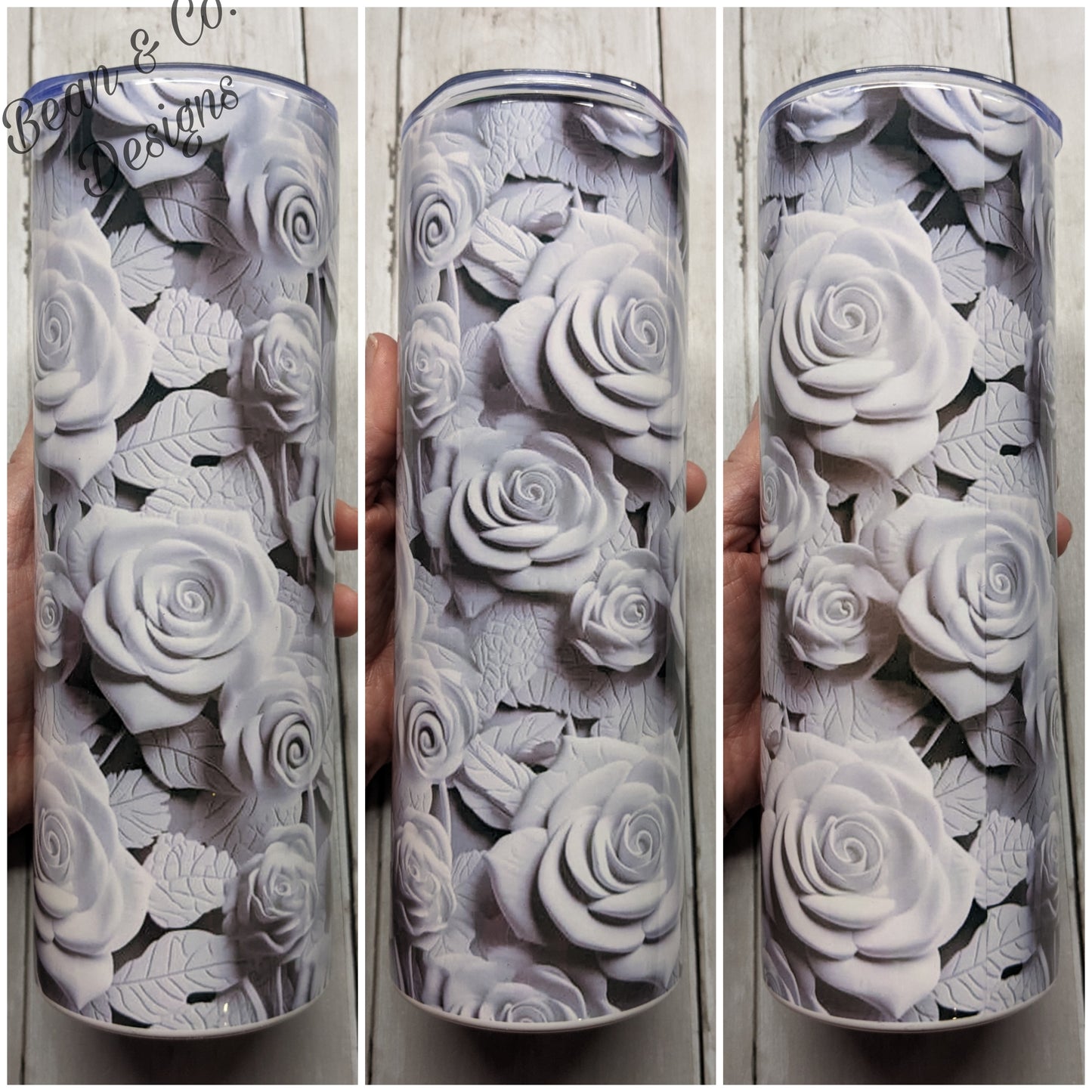 3D WHITE ROSES